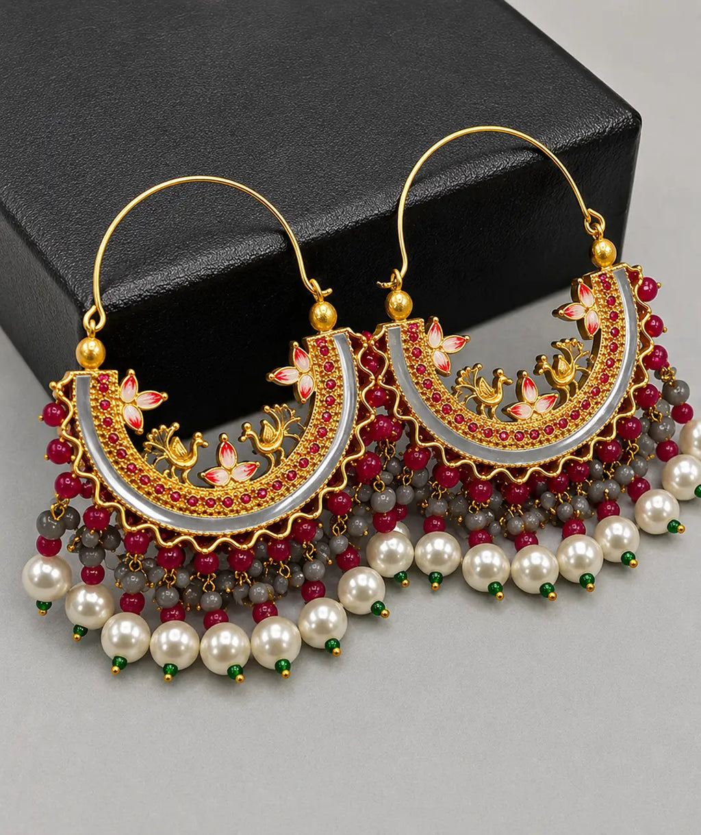 Calligraphy Design Gold Plated Artificial Stones Earrings