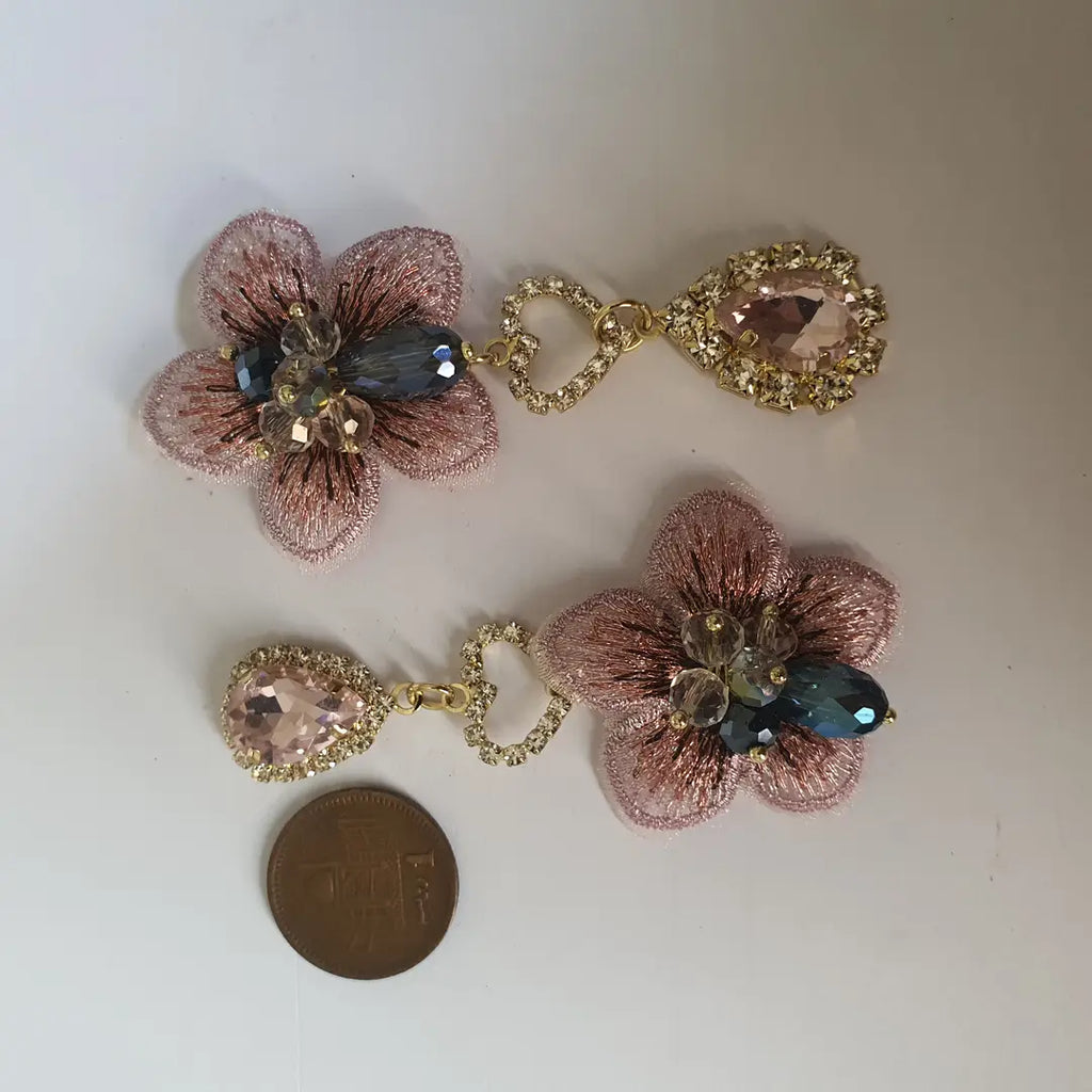 Fancy Gold Plated Rhinestone Dangling Earrings