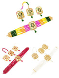 Gold Plated Choker Set with Maroon White Stones for Women