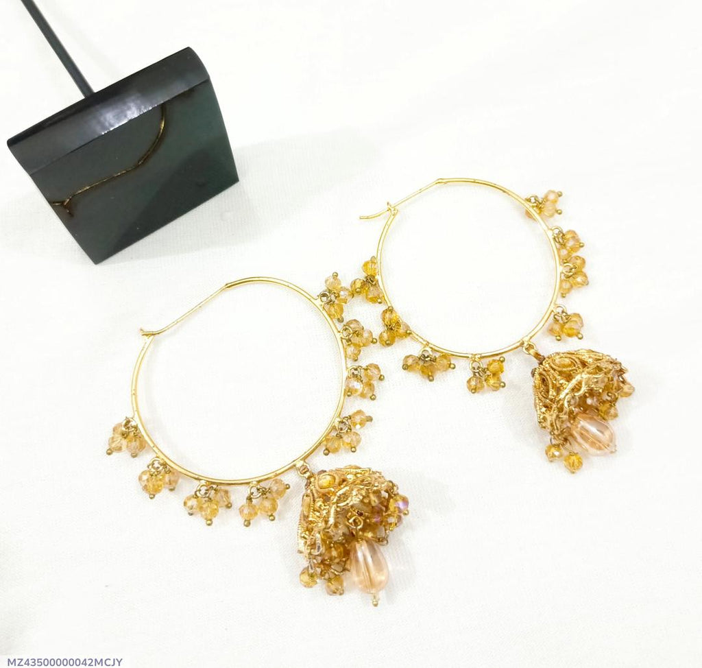 Golden Jhumka Earrings for Women Wedding Party Wear