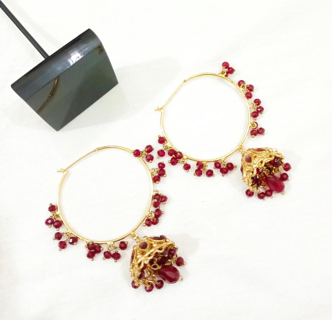 Golden Jhumka Earrings for Women Wedding Party Wear