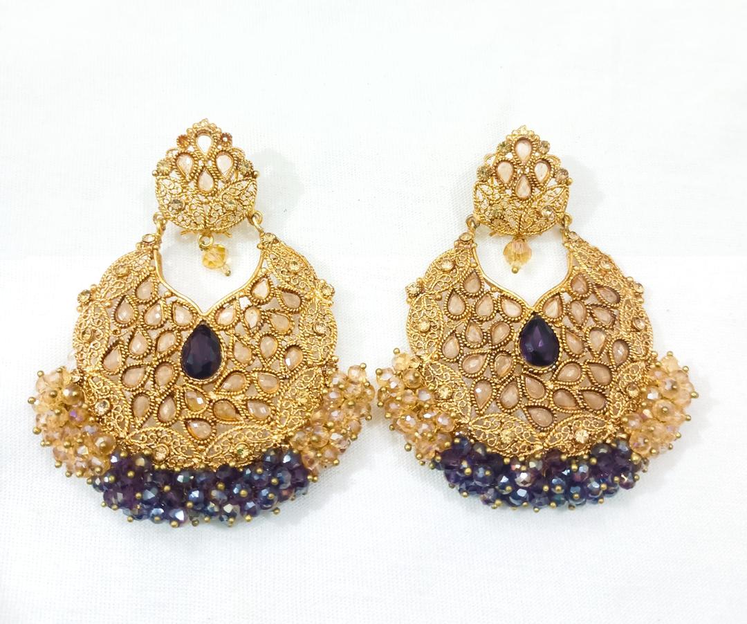 Maroon Filigree Earrings for Pakistani Bridal Wear