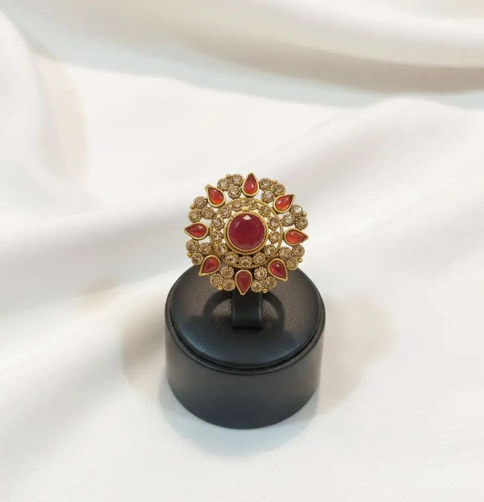Adjustable Maroon Ring for Weddings & Daily Wear
