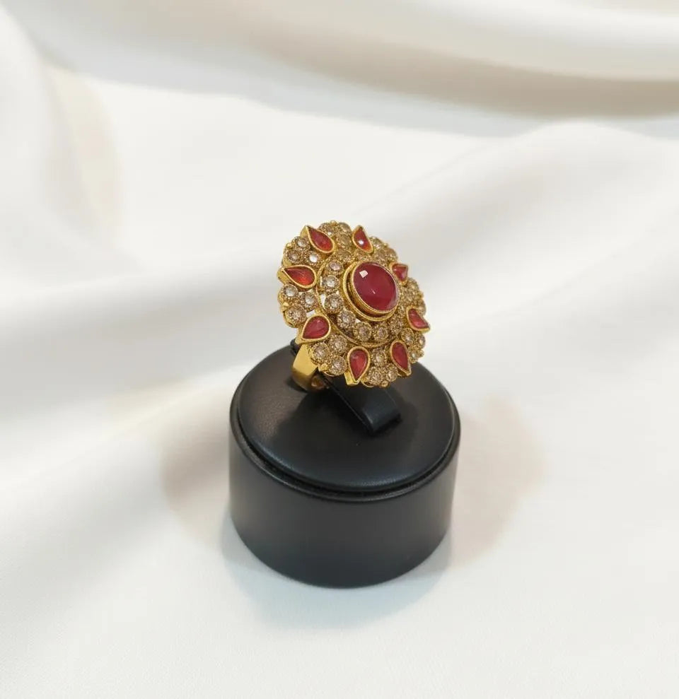 Adjustable Maroon Ring for Weddings & Daily Wear