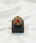 Adjustable Maroon Gemstone Ring for Women
