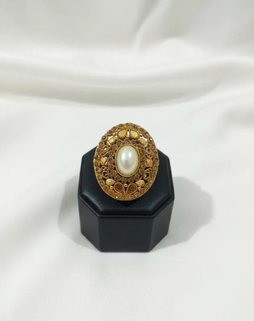 White Adjustable Ring for Wedding & Eid Wear