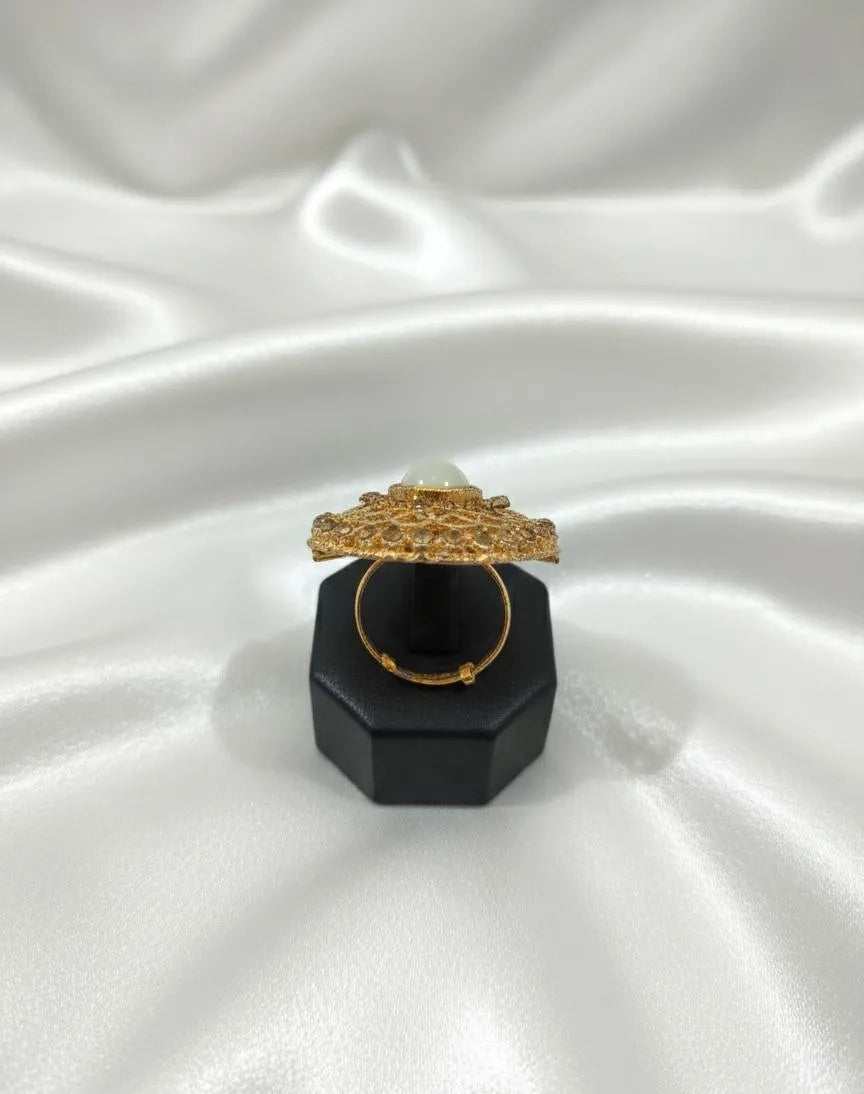 White Adjustable Ring for Wedding & Eid Wear