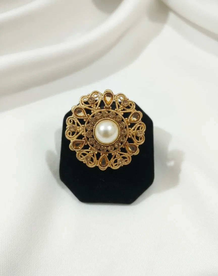 White Adjustable Ring for Wedding & Eid Wear