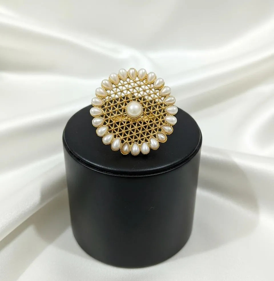 White Adjustable Ring for Wedding & Eid Wear