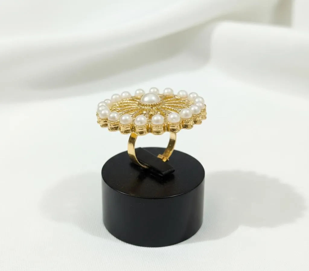 White Adjustable Ring for Wedding & Eid Wear