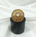 Adjustable Gold Pearl Ring for Weddings & Daily Wear