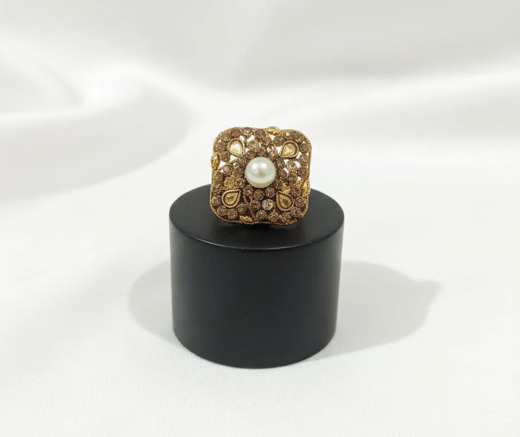 White Adjustable Ring for Wedding & Eid Wear