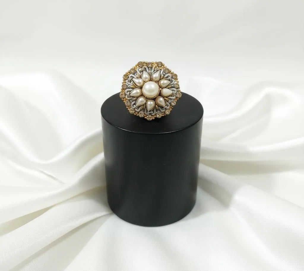 White Adjustable Ring for Wedding & Eid Wear