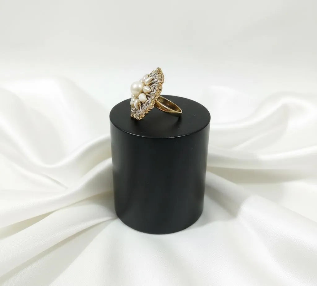 White Adjustable Ring for Wedding & Eid Wear