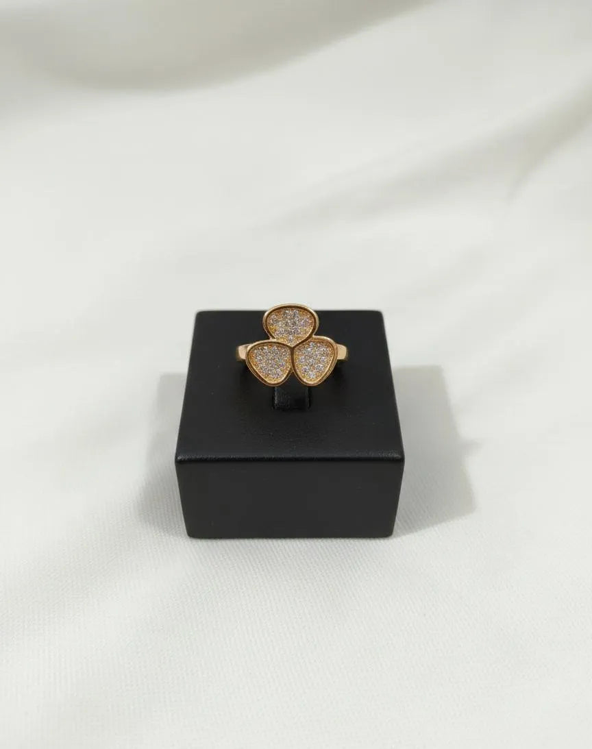 Golden Four Leaf Clover Ring for Women
